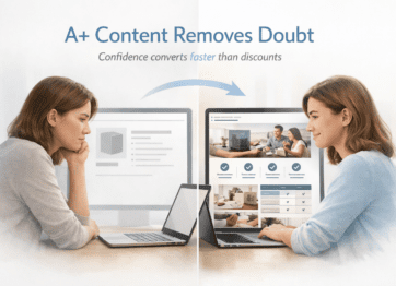 A+ Content reducing buyer doubt on an e-commerce product page by showing visual clarity, comparisons, and trust elements.